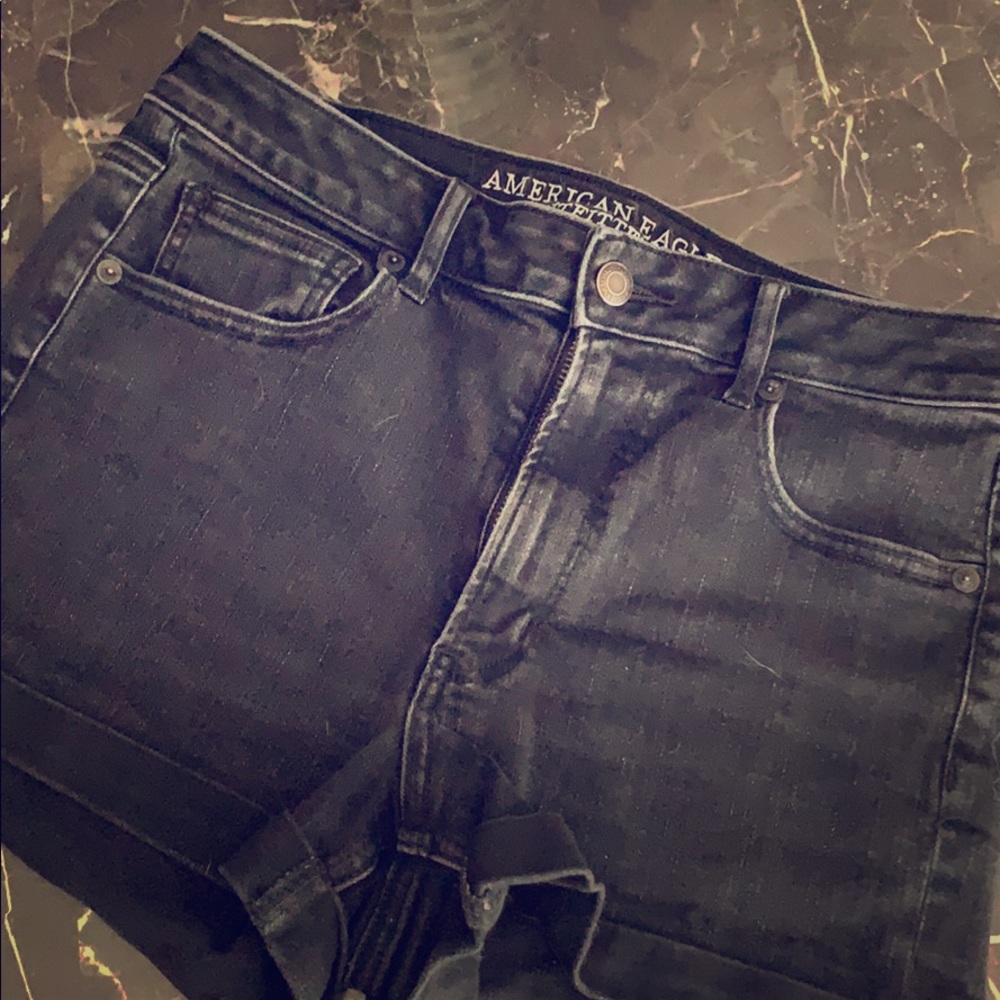 Black jean shorts - super hi-rise super stretch